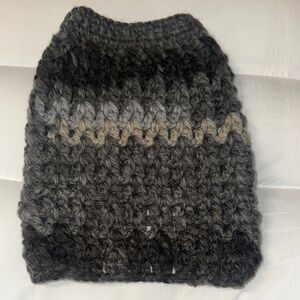 Hand Crafted Crochet dog Sweater Gray and Black